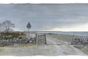 Reproducerad akvarell/giclée - Kusten norr om Djupvik